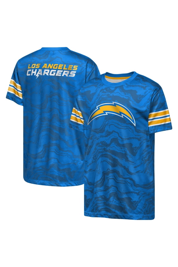 Youth Outerstuff Blue Los Angeles Chargers Slant Route Performance T-Shirt