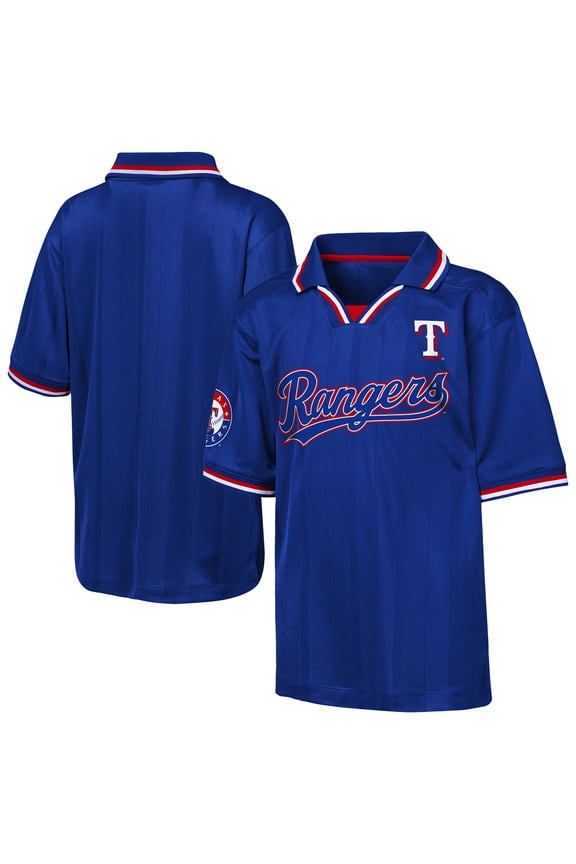 Youth Outerstuff Blue Texas Rangers Y2 Tech Stadium Fashion Collar T-Shirt