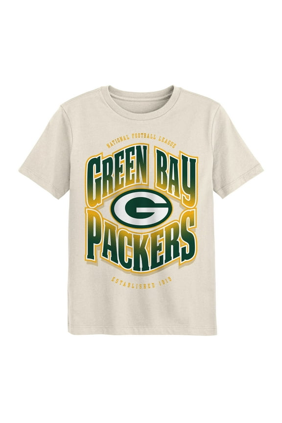 Youth Outerstuff Cream Green Bay Packers Huddle T-Shirt