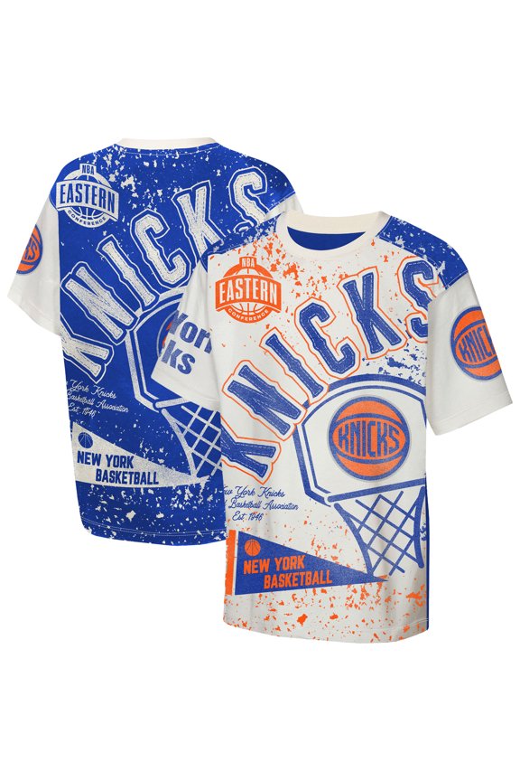 Youth Outerstuff Cream New York Knicks Top Player All-Over-Print T-Shirt