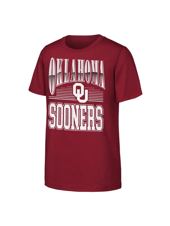 Youth Outerstuff Crimson Oklahoma Sooners Chrome Header T-Shirt