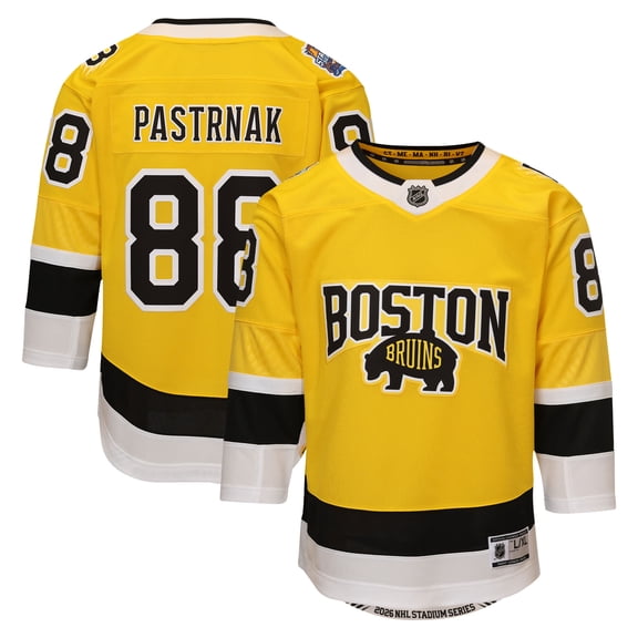 Youth Outerstuff David Pastrnak Gold Boston Bruins 2026 NHL Stadium Series Premier Jersey