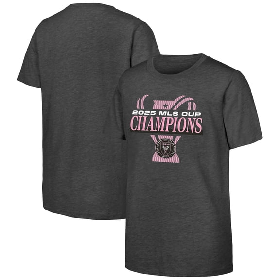 Youth Outerstuff  Heather Gray Inter Miami CF 2025 MLS Cup Champions Locker Room T-Shirt