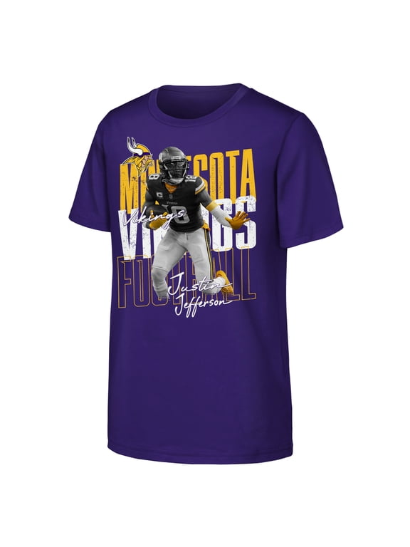Youth Outerstuff Justin Jefferson Purple Minnesota Vikings Legendary Player Card T-Shirt