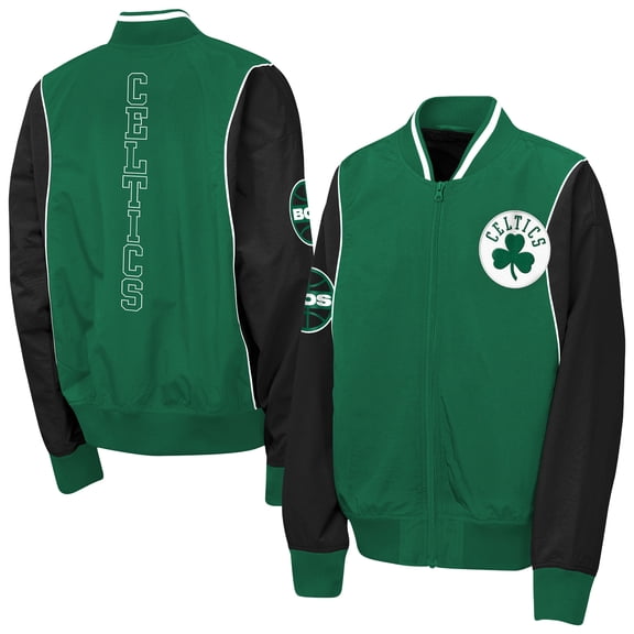 Youth Outerstuff Kelly Green/Black Boston Celtics Two-Pointer Full-Zip Windbreaker