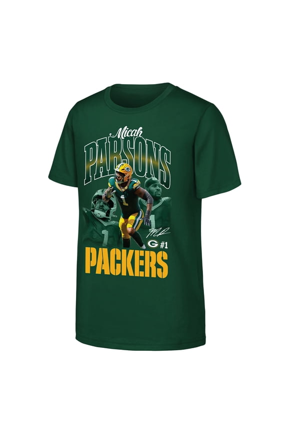 Youth Outerstuff Micah Parsons Green Green Bay Packers Triple Pic T-Shirt