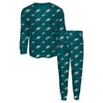 thumbnail image 1 of Youth Outerstuff Midnight Green Philadelphia Eagles All-Over-Print Long Sleeve T-Shirt and Pants Sleep Set, 1 of 3