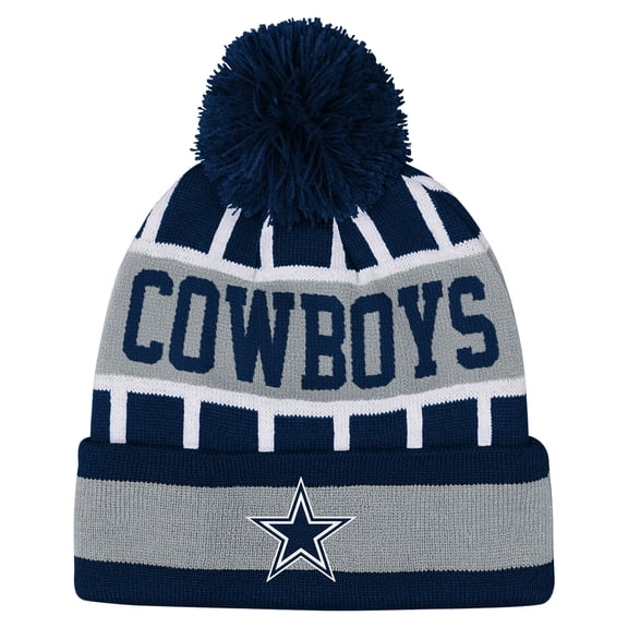 Youth Outerstuff Navy Dallas Cowboys Go Fast Cuffed Knit Hat with Pom
