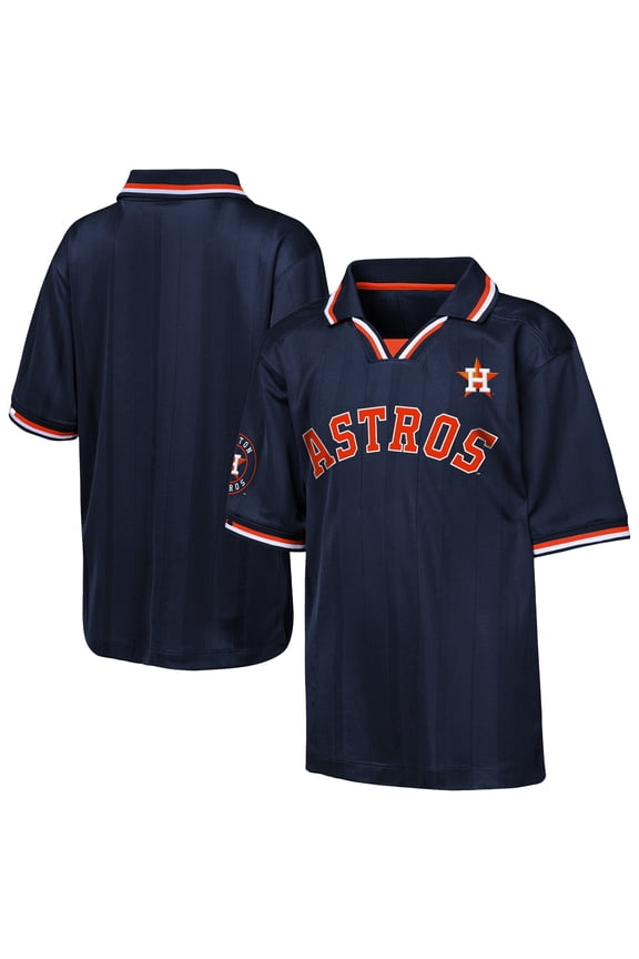 Youth Outerstuff Navy Houston Astros Y2 Tech Stadium Fashion Collar T-Shirt