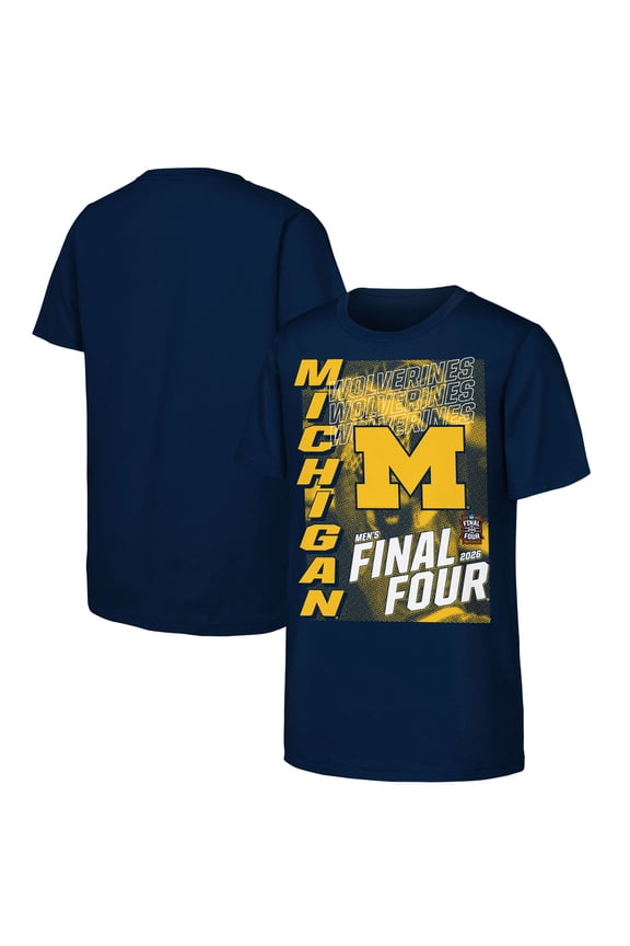 Youth Outerstuff  Navy Michigan Wolverines 2026 NCAA Men's Basketball Tournament March Madness Final Four T-Shirt