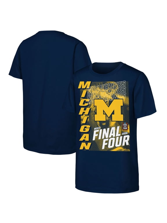 Youth Outerstuff Navy Michigan Wolverines 2026 NCAA Men's Basketball Tournament March Madness Final Four T-Shirt