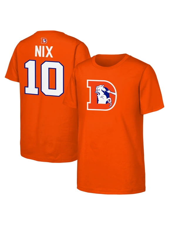 Youth Outerstuff Orange Denver Broncos Name & Number Logo Classic T-Shirt