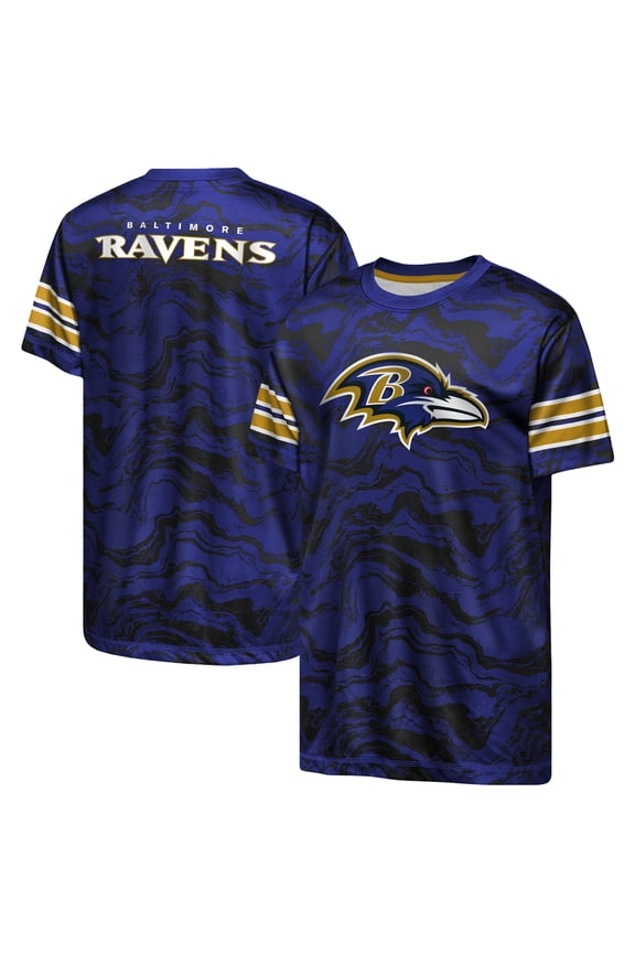 Youth Outerstuff Purple Baltimore Ravens Slant Route Performance T-Shirt