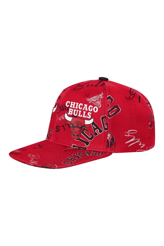 Youth Outerstuff Red Chicago Bulls Street Hooper Allover Print Snapback Hat