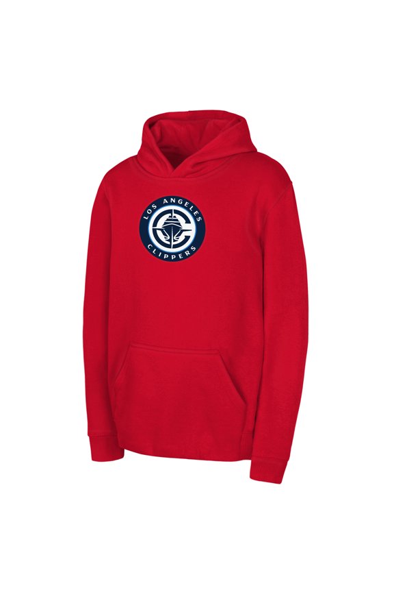Youth Outerstuff Red LA Clippers Primary Logo Pullover Hoodie