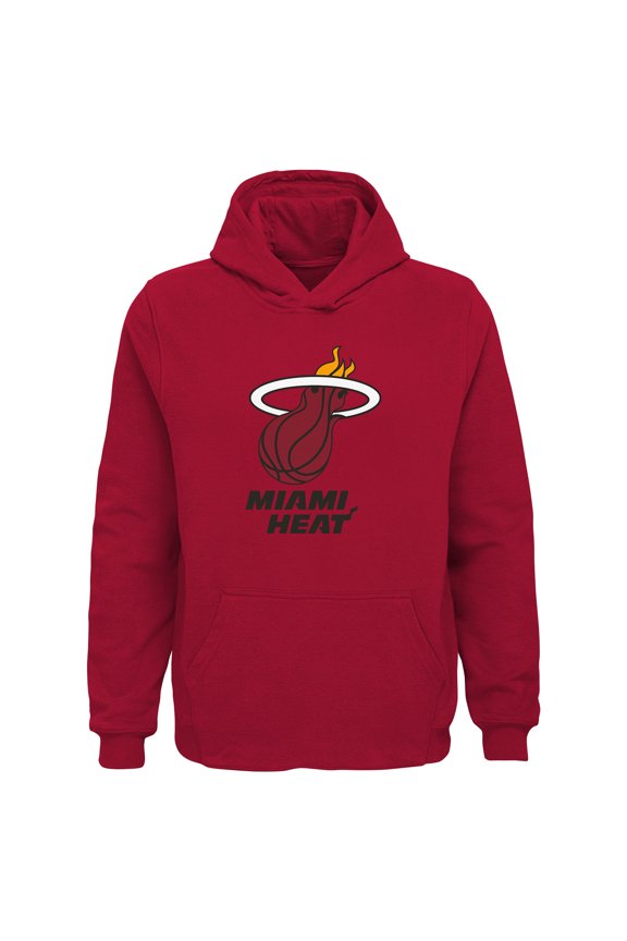 Youth Outerstuff Red Miami Heat Primary Logo Pullover Hoodie