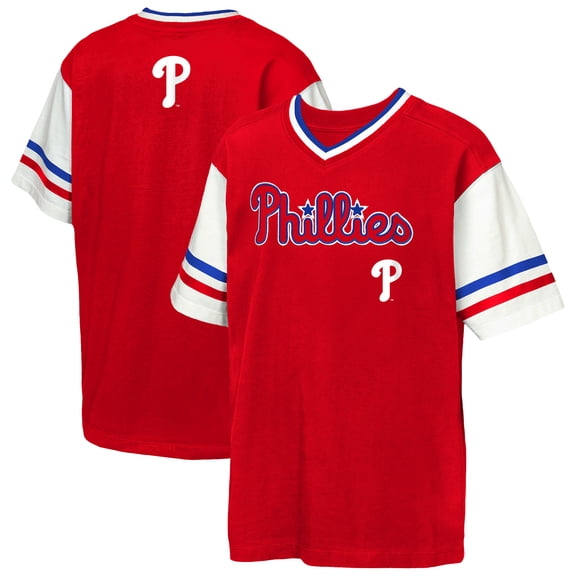 Youth Outerstuff Red Philadelphia Phillies Big League Base Runner Ringer T-Shirt