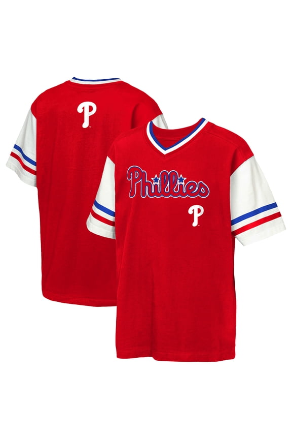 Youth Outerstuff Red Philadelphia Phillies Big League Base Runner Ringer T-Shirt