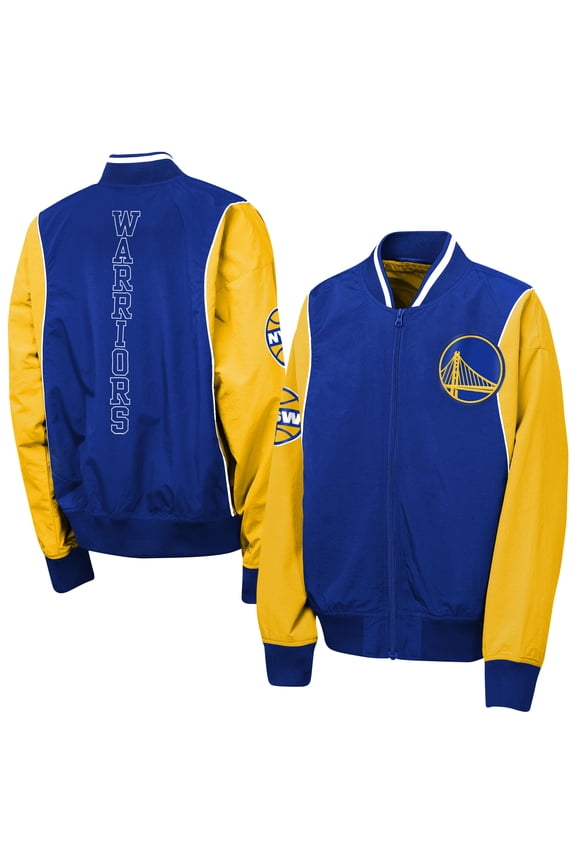 Youth Outerstuff Royal/Gold Golden State Warriors Two-Pointer Full-Zip Windbreaker