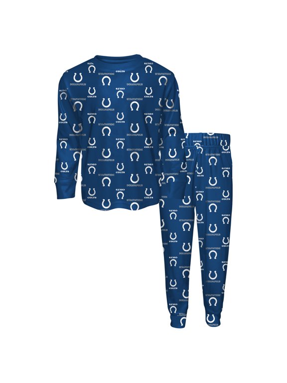 Youth Outerstuff Royal Indianapolis Colts All-Over-Print Long Sleeve T-Shirt and Pants Sleep Set