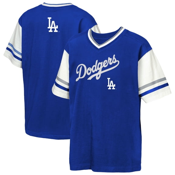 Youth Outerstuff  Royal Los Angeles Dodgers Big League Base Runner Ringer T-Shirt