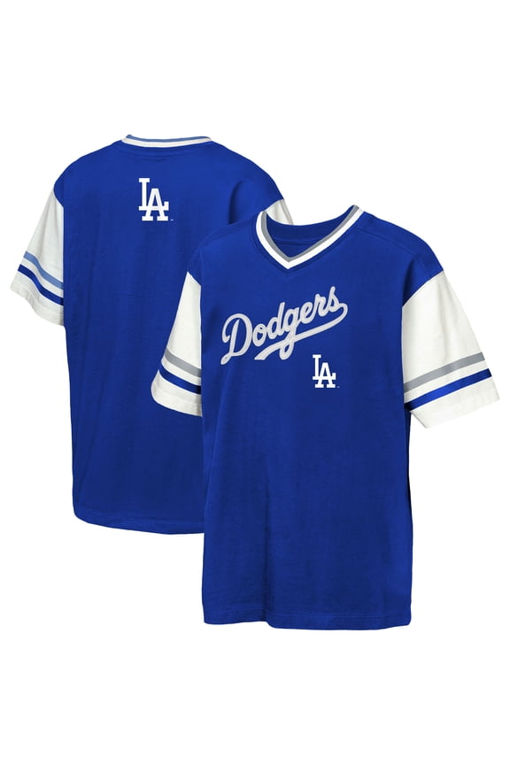 Youth Outerstuff  Royal Los Angeles Dodgers Big League Base Runner Ringer T-Shirt
