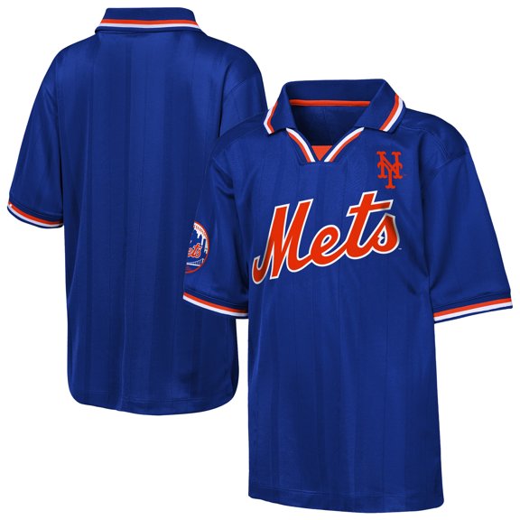 Youth Outerstuff Royal New York Mets Y2 Tech Stadium Fashion Collar T-Shirt