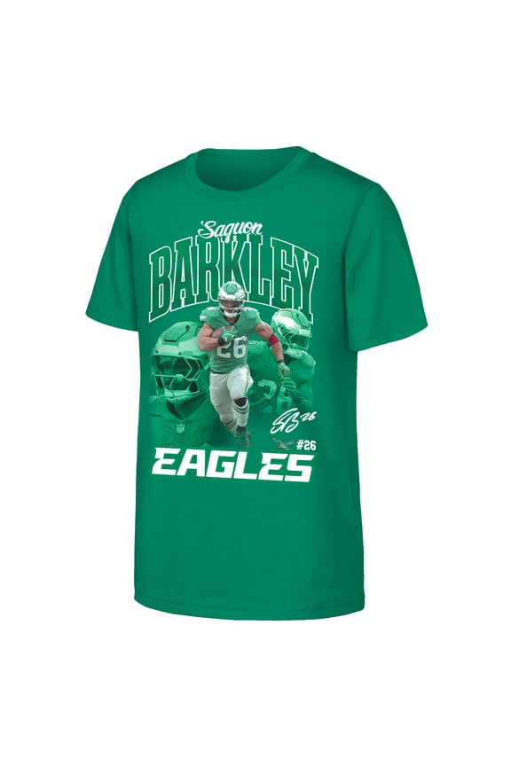 Youth Outerstuff Saquon Barkley Midnight Green Philadelphia Eagles Triple Pic T-Shirt