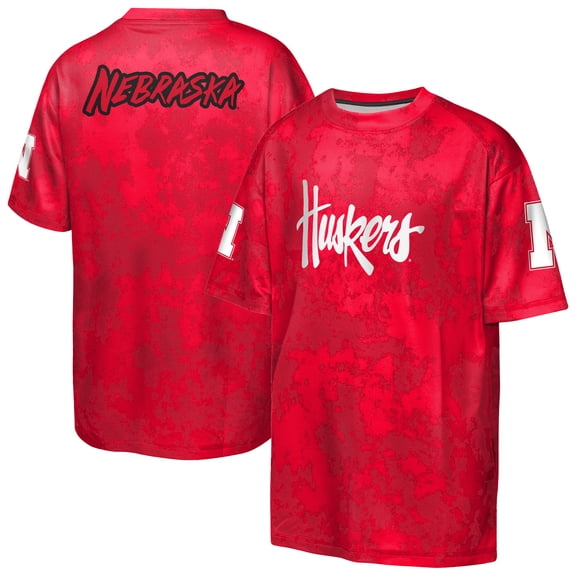 Youth Outerstuff Scarlet Nebraska Huskers Off-Side Sublimated T-Shirt