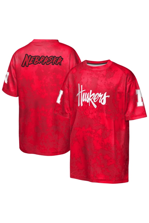 Youth Outerstuff Scarlet Nebraska Huskers Off-Side Sublimated T-Shirt