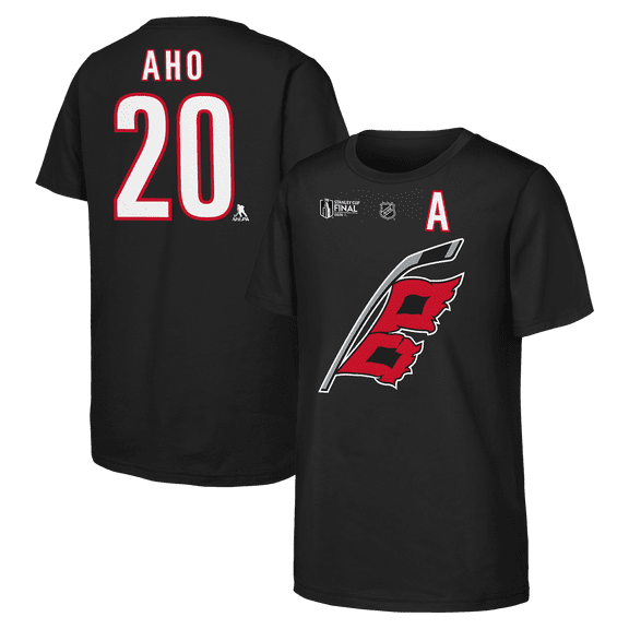 Youth Outerstuff Sebastian Aho Black Carolina Hurricanes 2026 Stanley Cup Final Name & Number T-Shirt