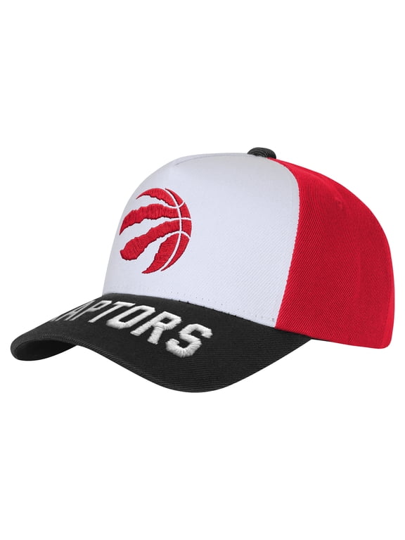 Youth Outerstuff White/Black Toronto Raptors Logo Three Pro Pinch Pre-Curved Adjustable Hat