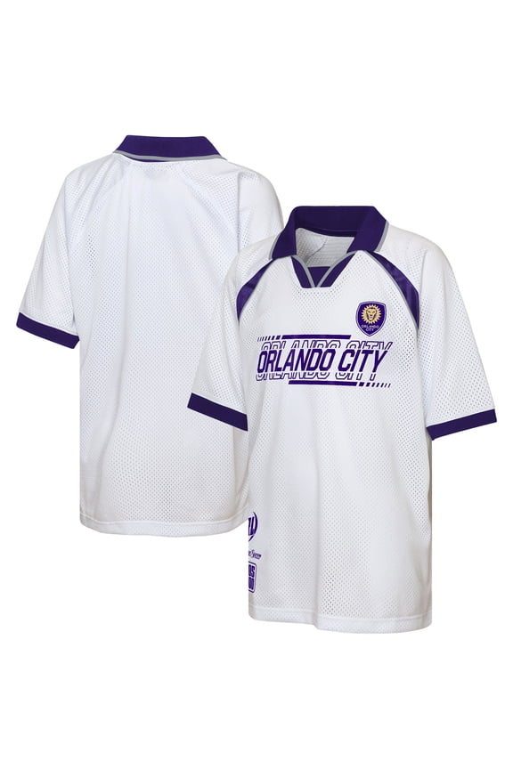 Youth Outerstuff  White Orlando City SC Mesh Raglan T-Shirt