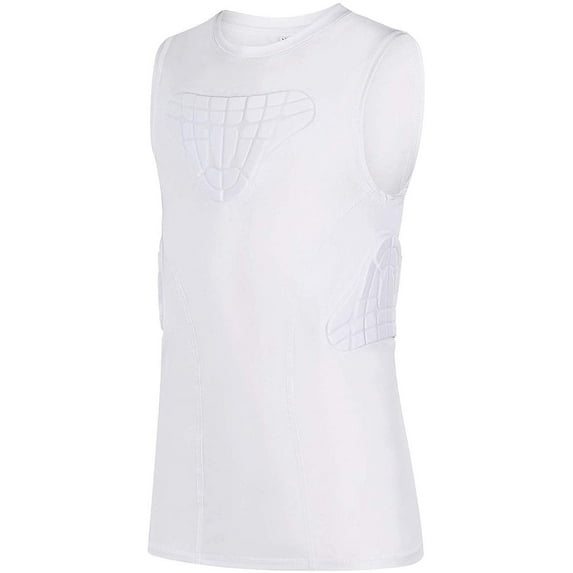 Youth Padded Compression Shirt Vest Chest Rib Protector for Rugby Baseball Football Basketball Lacrosse L