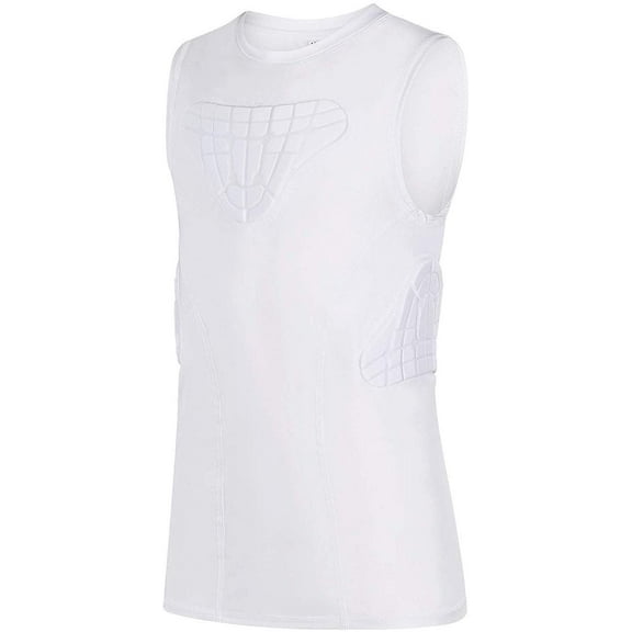 Youth Padded Compression Shirt Vest Chest Rib Protector for Rugby Baseball Football Basketball Lacrosse S