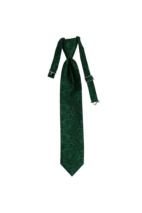 Youth Paisley Emerald Formal Satin Pre-Tied Neck Tie in a Variety of Colors by Spencer J’s Signature Satin Collection