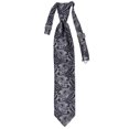 thumbnail image 1 of Youth Paisley Silver Black Formal Satin Pre-Tied Neck Tie in a Variety of Colors by Spencer J’s Signature Satin Collection, 1 of 5