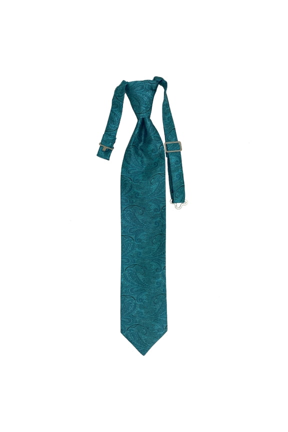 Youth Paisley Turquoise Formal Satin Pre-Tied Neck Tie in a Variety of Colors by Spencer J’s Signature Satin Collection