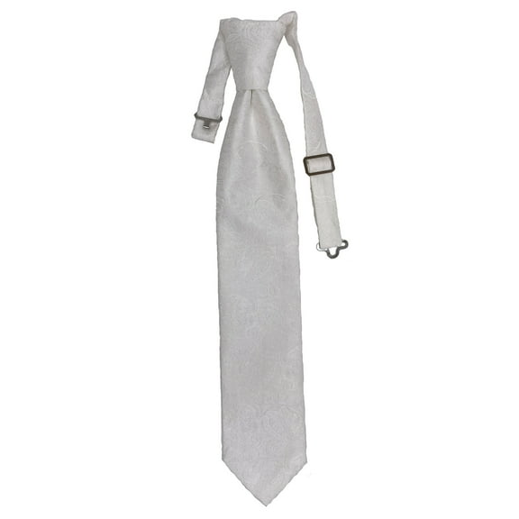 Youth Paisley White Formal Satin Pre-Tied Neck Tie in a Variety of Colors by Spencer J’s Signature Satin Collection