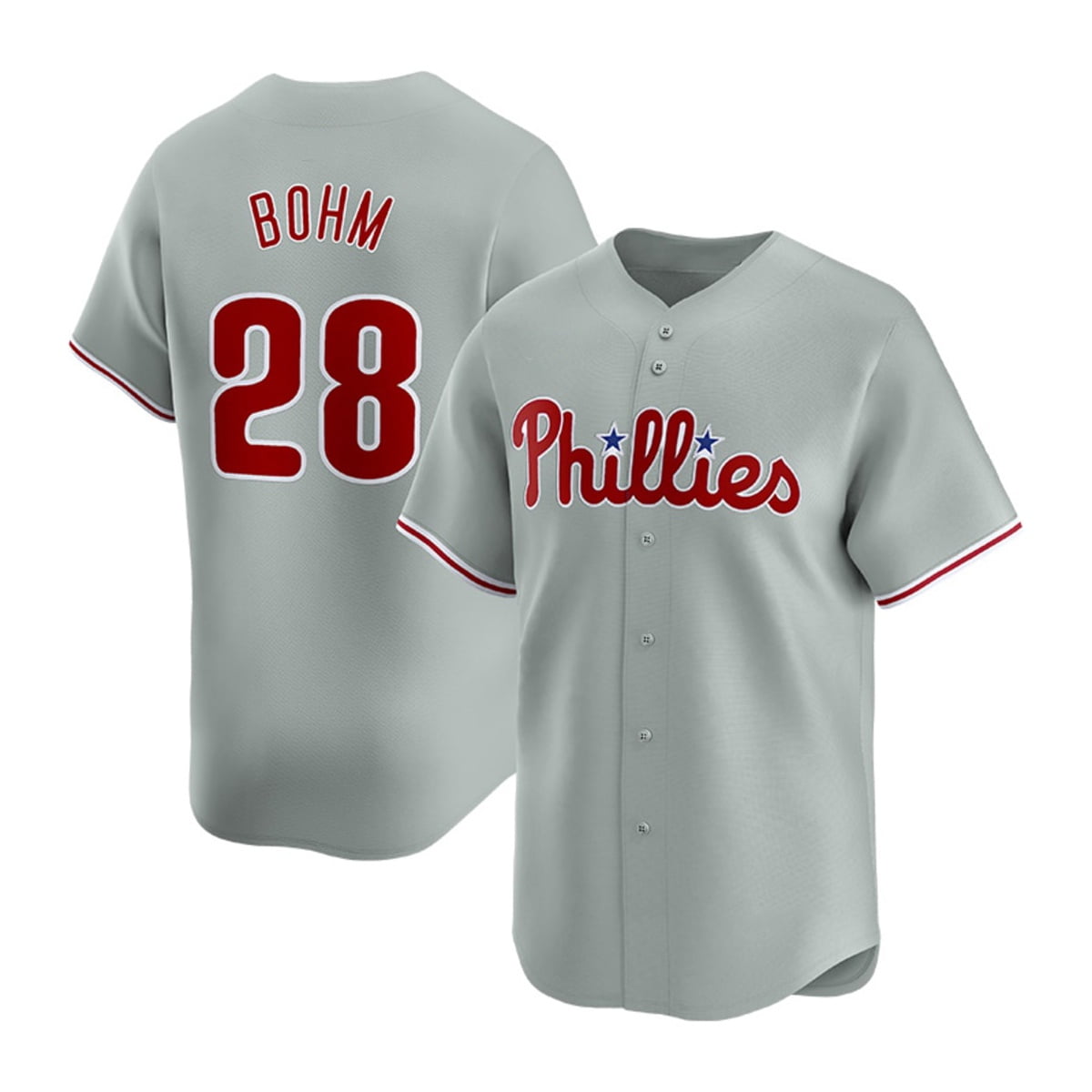 Youth Philadelphia Alec_Bohm #28 Gray Road Player Game Uniforms Team T ...