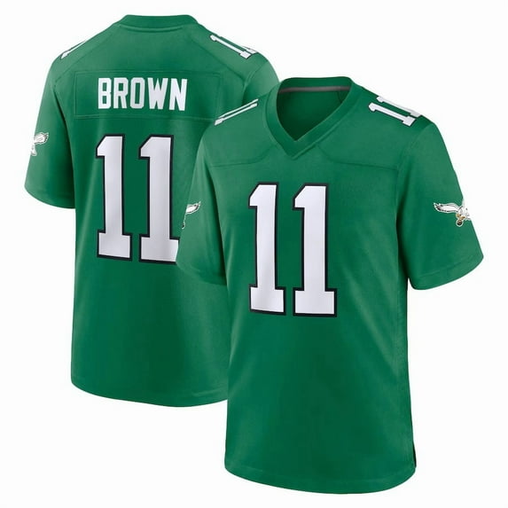 Youth Philadelphia Brown 11 Kelly Green Stitched Player T-Shirts Sports Team Game Top, Medium