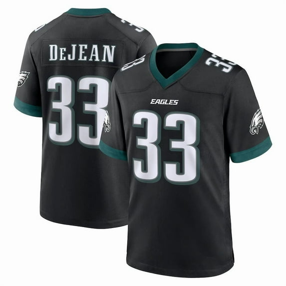Youth Philadelphia DeJean 33 Black Stitched T-Shirts Sports Player Game Top, X-Large