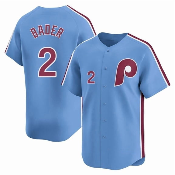 Youth Philadelphia Light Blue 2 Bader Short Sleeve Fan Essential for Daily Use Athletic Team Button T-Shirt-Yth-S