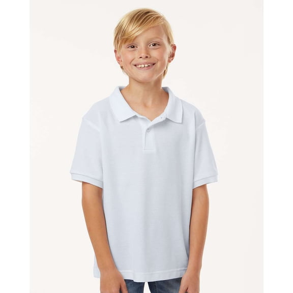 AllPro 62800Y Youth Pique Polo-White-M