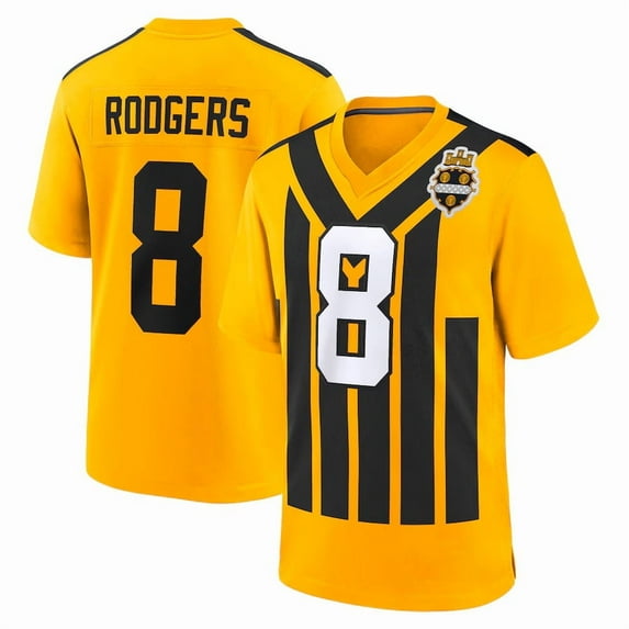 Youth Pittsburgh Rodgers 8 Gold Stitched T-Shirts Sports Player Game Top, X-Large