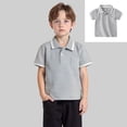thumbnail image 1 of Youth Polo Shirts for Boys Grey Short Sleeve Polo Shirt Boys 100 Days of School Shirt Casual Collared Shirt Toddler Baseball Tops 18-24 Months, 1 of 5