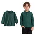 thumbnail image 1 of Youth Polo Shirts for Boys Long Sleeve Green Button up Shirt Boys Boys Collared Shirts School Uniform Shirts 5-6 Years Boy Clothes, 1 of 9