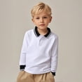 thumbnail image 1 of Youth Polo Shirts for Boys Long Sleeve Kids Black Button down Shirt Boys Uniform Shirts Casual Tops Kids Size 3T Boys Clothes, 1 of 3