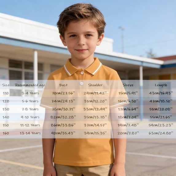 Youth Polo Shirts for Boys Orange Button Down Short Sleeve T Shirt School Uniform for Boys Casual Collared Shirt Teen Boys Tee Shirts 13-14 Years
