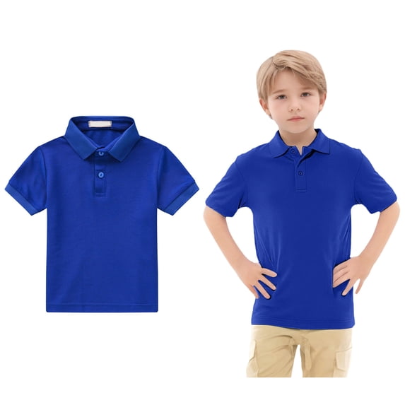 Youth Polo Shirts for Boys Short Sleeves Boys Blue Button down Shirt Casual Collared Shirts School Uniform Shirts 10-11 Years Boy Shirts